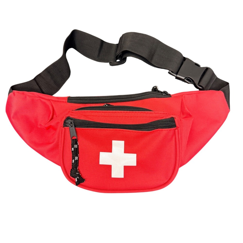 Red First Aid Waist Pack Lifeguard Fanny Pack Emergency Cross Bag Mens Womens